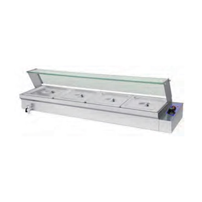Máquina elétrica comercial de aço inoxidável de Bain Marie com protetor de vidro moderado do espirro