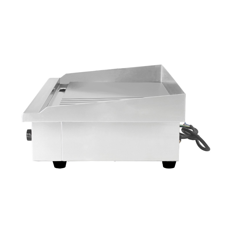 Chapa elétrica de bancada de cozinha comercial de aço inoxidável com padrão de placa meio lisa e meia ranhura