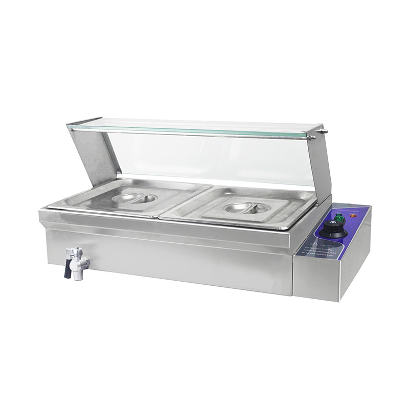 Máquina elétrica comercial de aço inoxidável de Bain Marie com protetor de vidro moderado do espirro