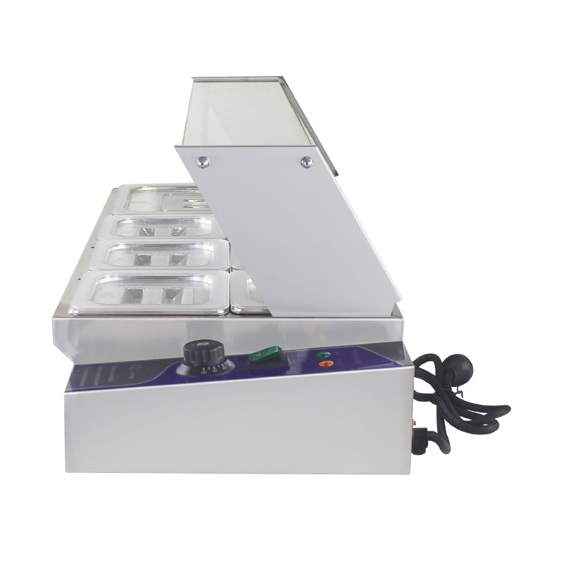 Máquina elétrica comercial de aço inoxidável de Bain Marie com protetor de vidro moderado do espirro