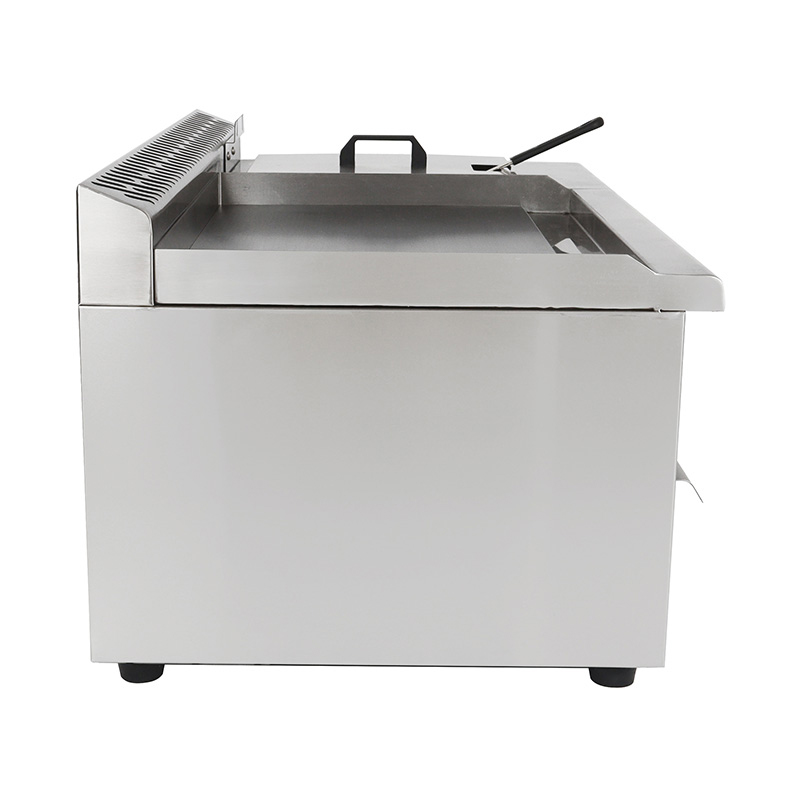 Chapa de bancada de cozinha comercial a gás natural/GLP de aço inoxidável com fritadeira