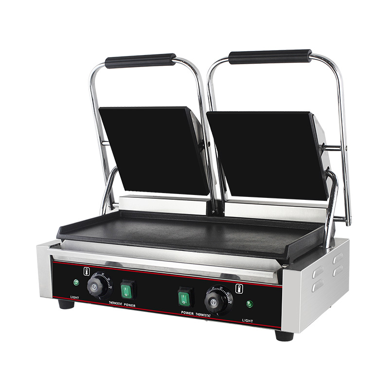 Máquina de cozinha elétrica comercial de aço inoxidável com placas duplas Panini Grill