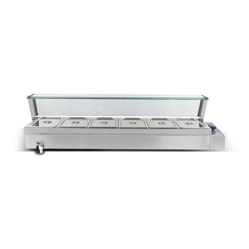 Máquina elétrica comercial de aço inoxidável de Bain Marie com protetor de vidro moderado do espirro