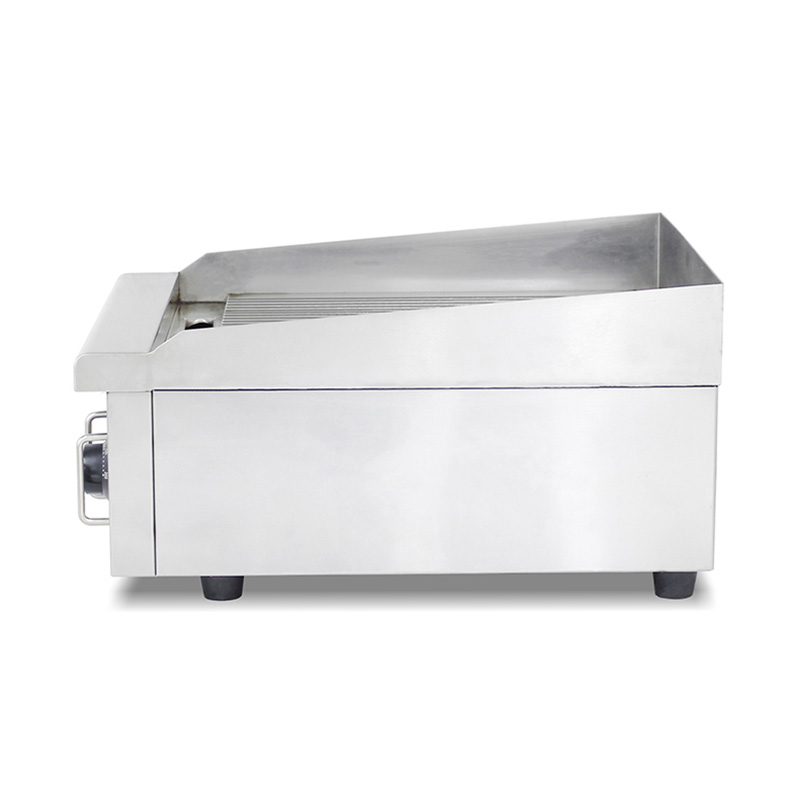 Chapa elétrica de bancada de cozinha comercial de aço inoxidável com padrão de placa ranhurada