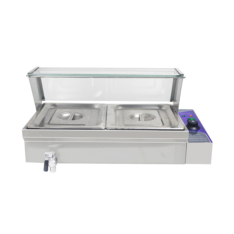 Máquina elétrica comercial de aço inoxidável de Bain Marie com protetor de vidro moderado do espirro