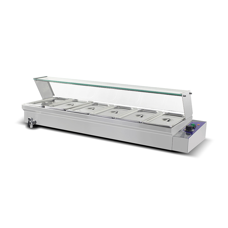 Máquina elétrica comercial de aço inoxidável de Bain Marie com protetor de vidro moderado do espirro
