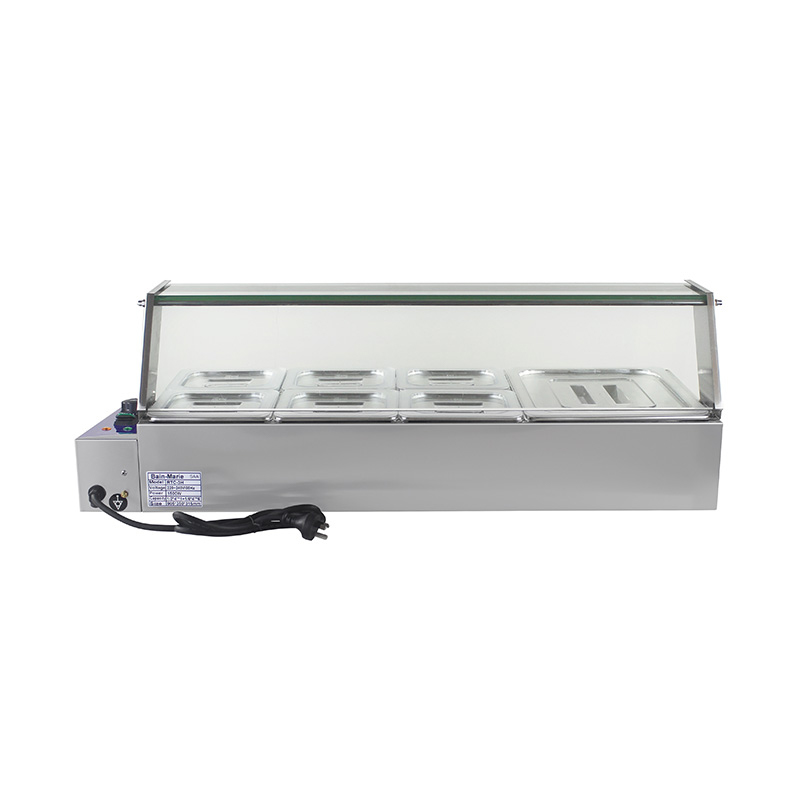 Máquina elétrica comercial de aço inoxidável de Bain Marie com protetor de vidro moderado do espirro