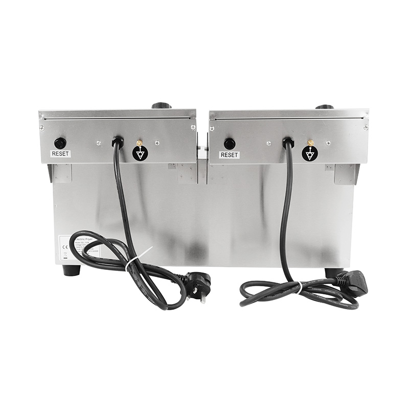 Fritadeira elétrica de bancada comercial elétrica de aço inoxidável com painel azul com cesta dupla