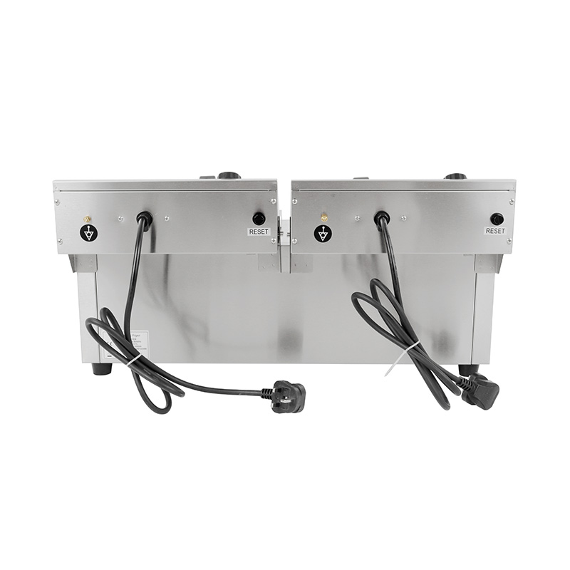 Fritadeira elétrica de bancada comercial elétrica de aço inoxidável com painel azul com cesta dupla