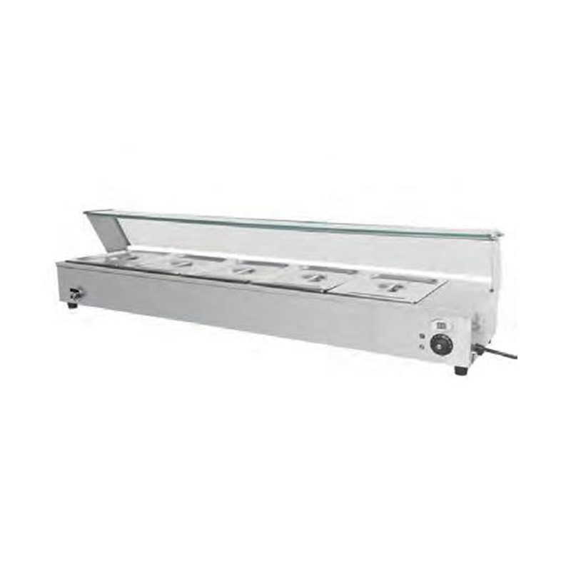 Bain Marie isolado comercial de aço inoxidável com protetor de vidro moderado do espirro