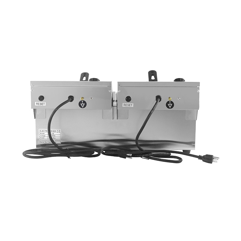 Fritadeira elétrica de bancada comercial elétrica de aço inoxidável com painel azul com cesta dupla