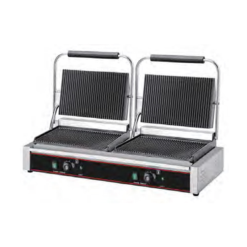 Máquina de cozinha elétrica comercial de aço inoxidável com placas duplas Panini Grill