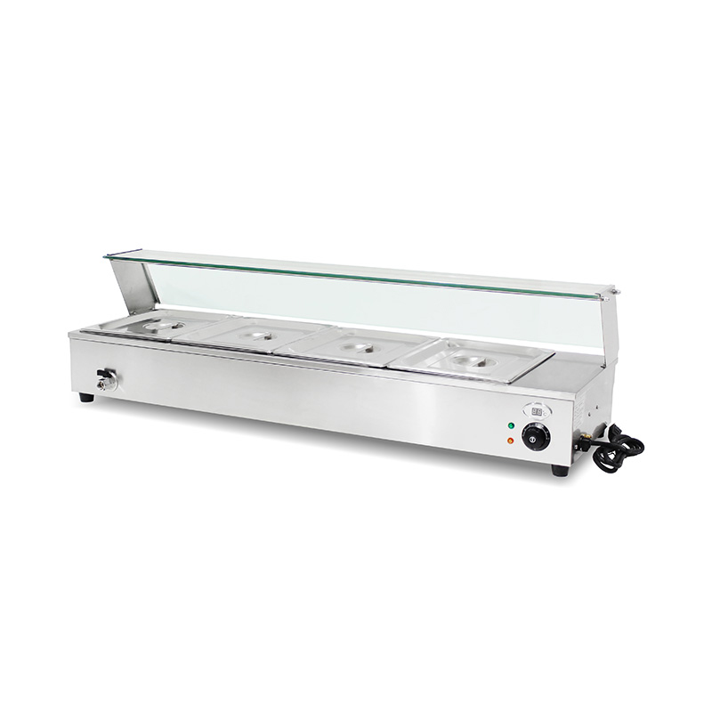 Bain Marie isolado comercial de aço inoxidável com protetor de vidro moderado do espirro