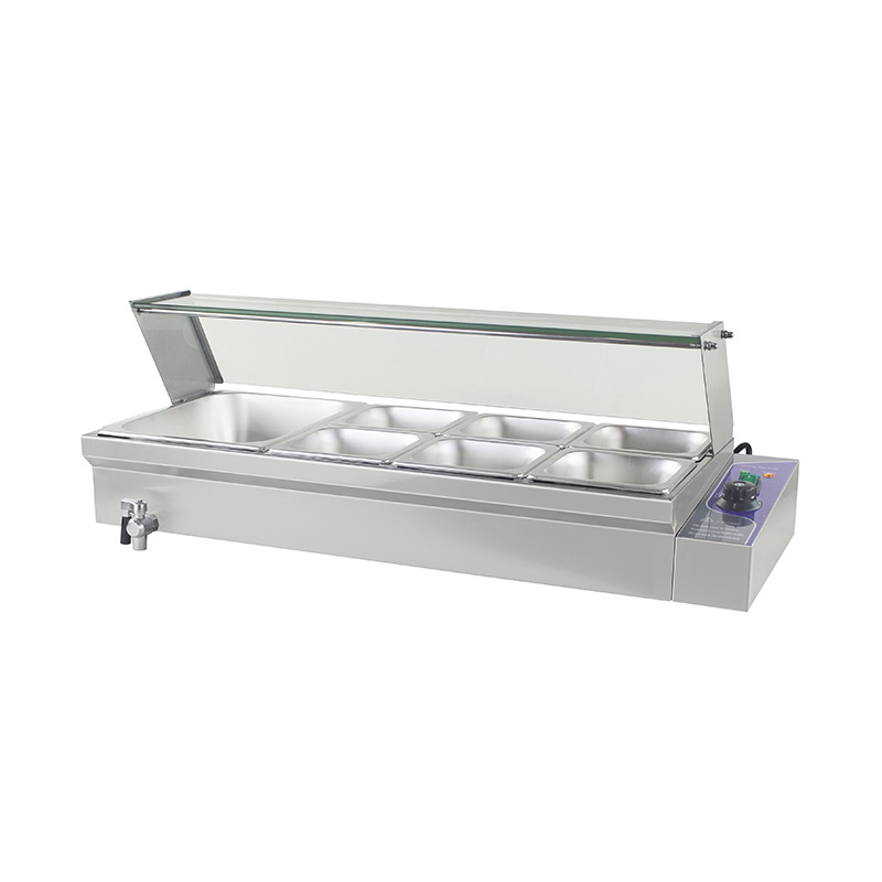 Máquina elétrica comercial de aço inoxidável de Bain Marie com protetor de vidro moderado do espirro