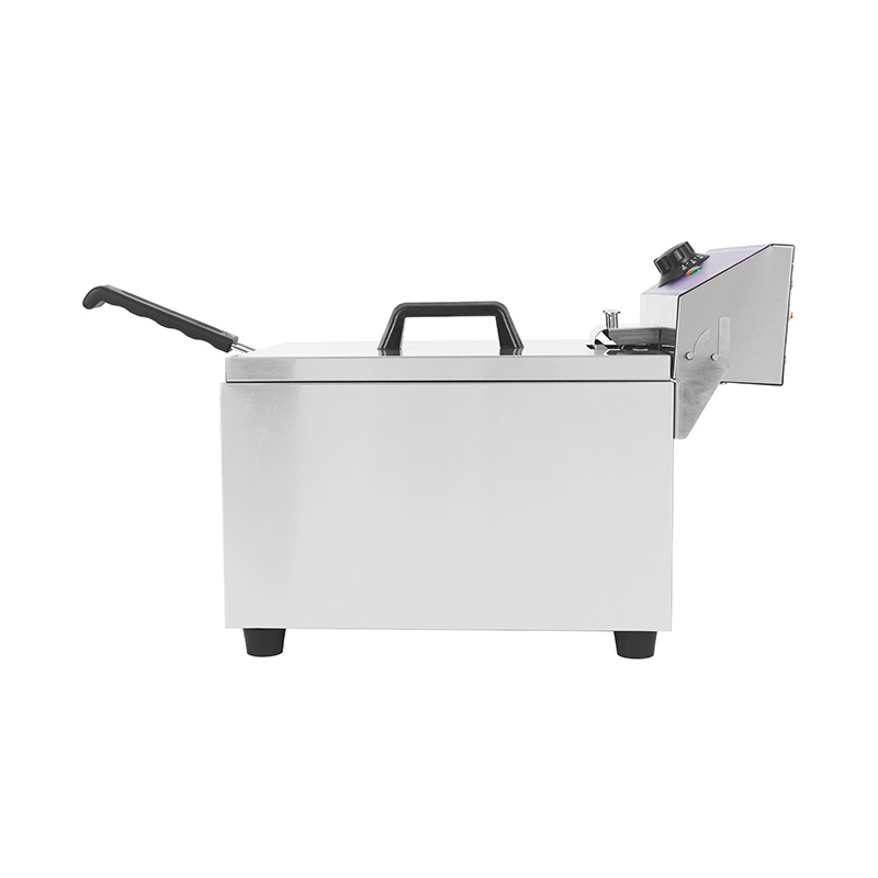 Fritadeira elétrica de bancada comercial elétrica de aço inoxidável com painel azul com cesta única