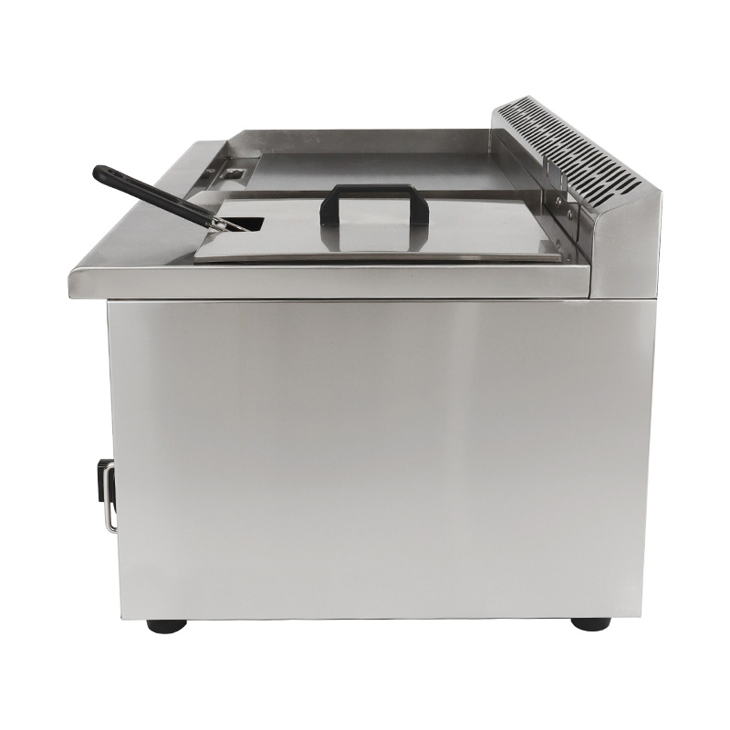 Chapa de bancada de cozinha comercial a gás natural/GLP de aço inoxidável com fritadeira