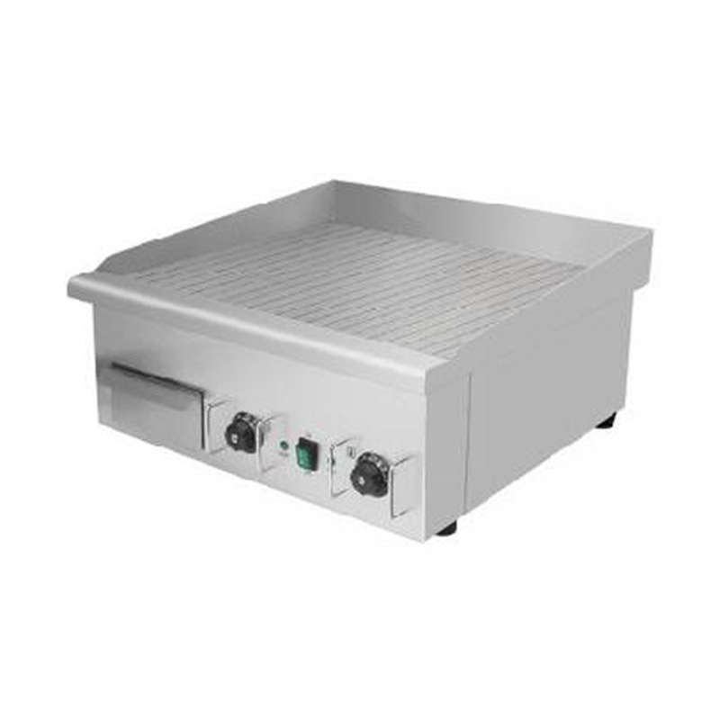 Chapa elétrica de bancada de cozinha comercial de aço inoxidável com padrão de placa ranhurada