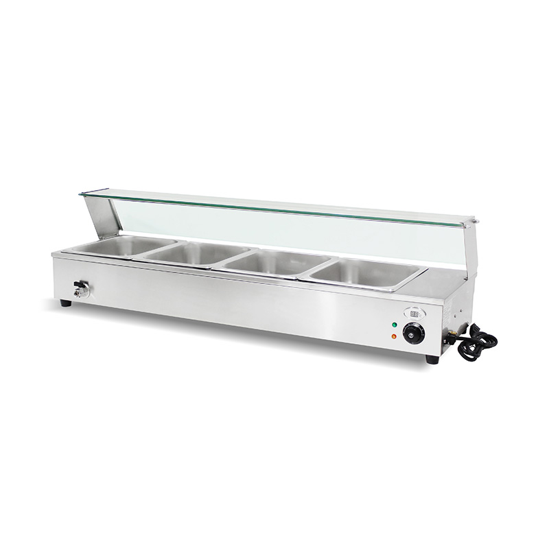 Bain Marie isolado comercial de aço inoxidável com protetor de vidro moderado do espirro