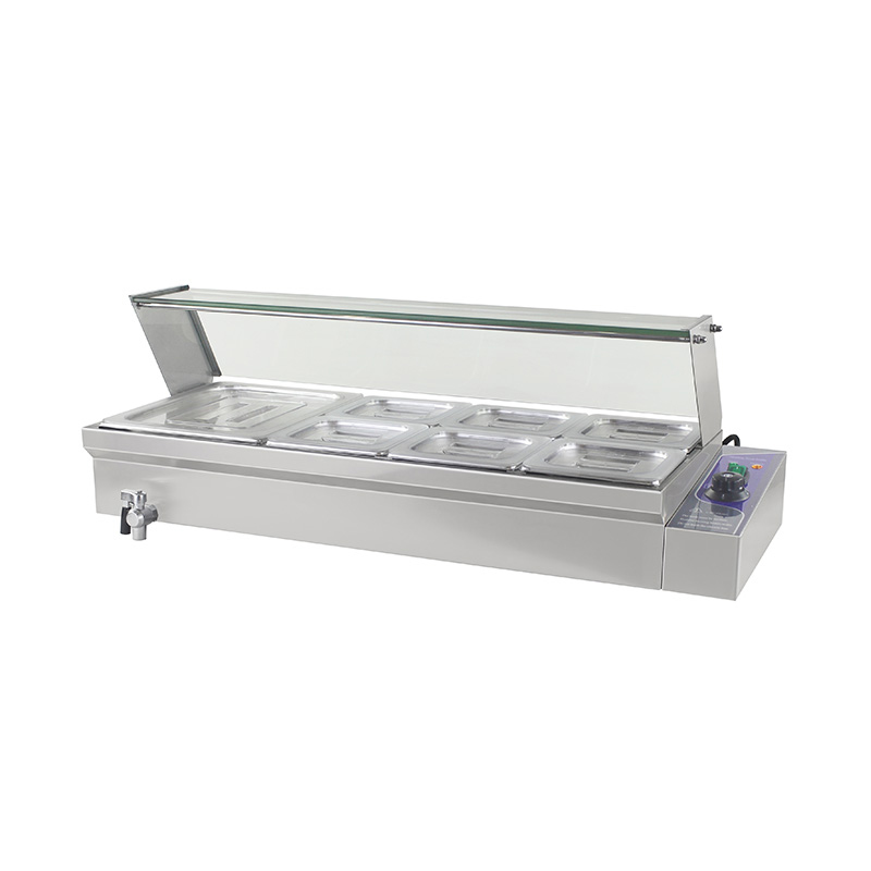 Máquina elétrica comercial de aço inoxidável de Bain Marie com protetor de vidro moderado do espirro