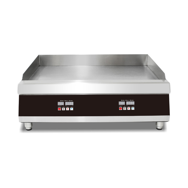 Chapa elétrica de bancada de cozinha comercial de aço inoxidável com painel de controle de computador