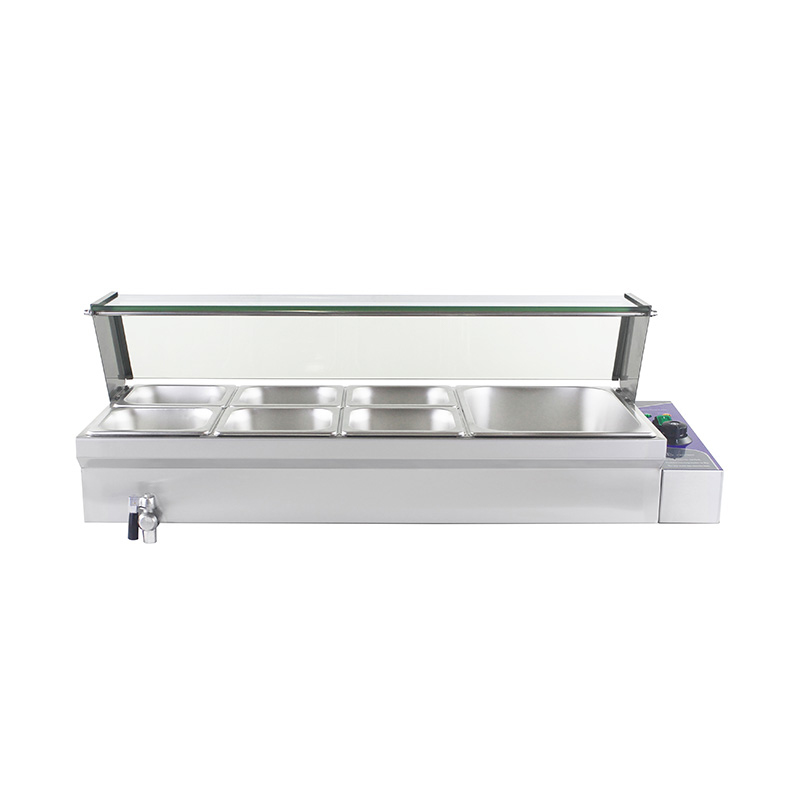 Máquina elétrica comercial de aço inoxidável de Bain Marie com protetor de vidro moderado do espirro
