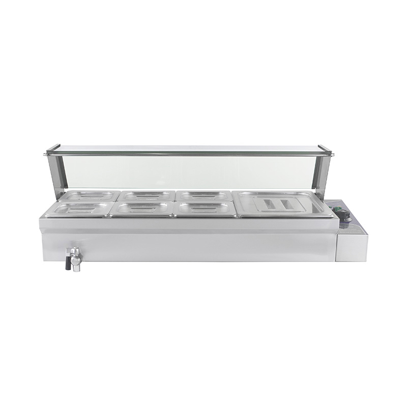 Máquina elétrica comercial de aço inoxidável de Bain Marie com protetor de vidro moderado do espirro