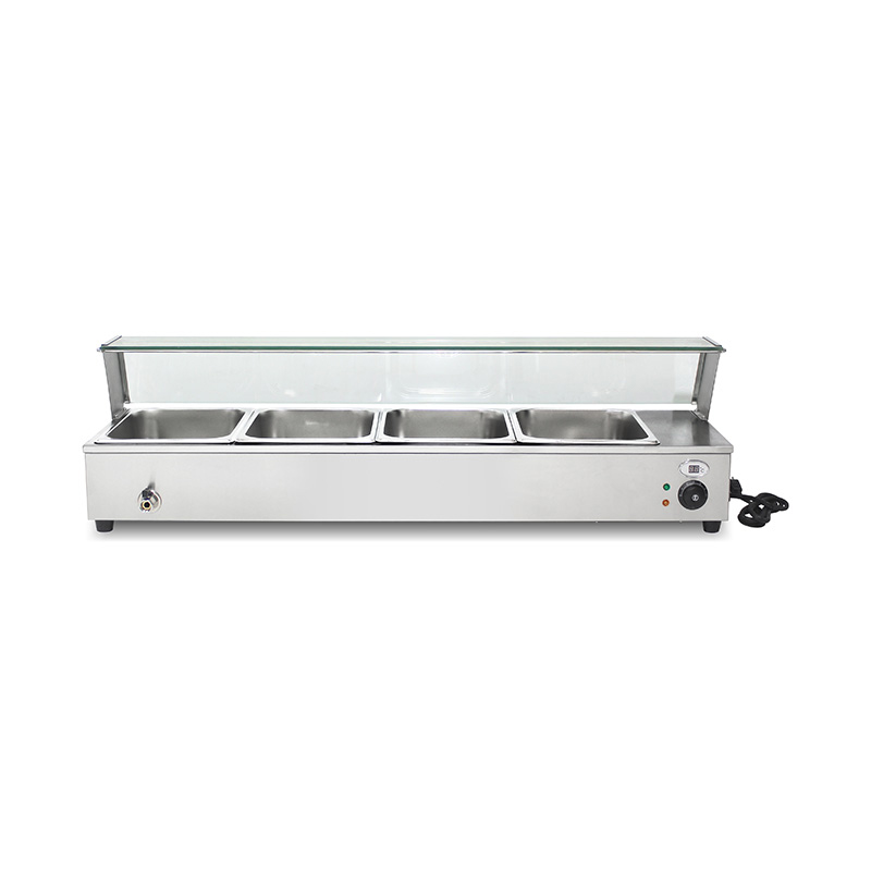 Bain Marie isolado comercial de aço inoxidável com protetor de vidro moderado do espirro