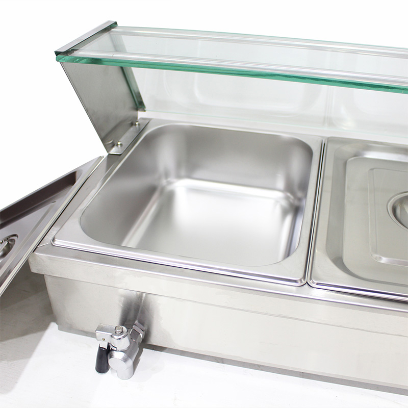 Máquina elétrica comercial de aço inoxidável de Bain Marie com protetor de vidro moderado do espirro