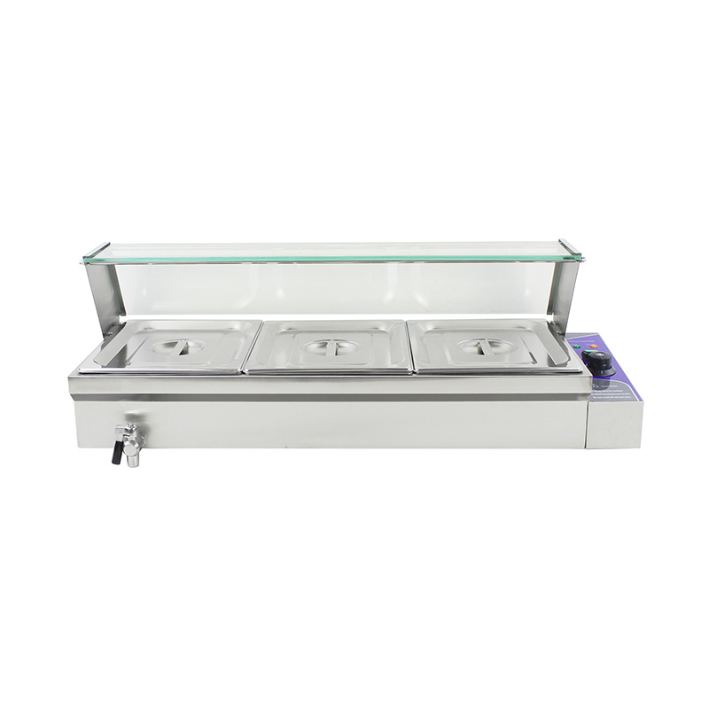 Máquina elétrica comercial de aço inoxidável de Bain Marie com protetor de vidro moderado do espirro