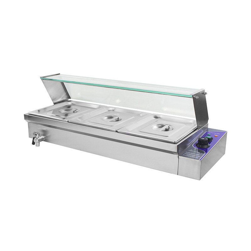 Máquina elétrica comercial de aço inoxidável de Bain Marie com protetor de vidro moderado do espirro