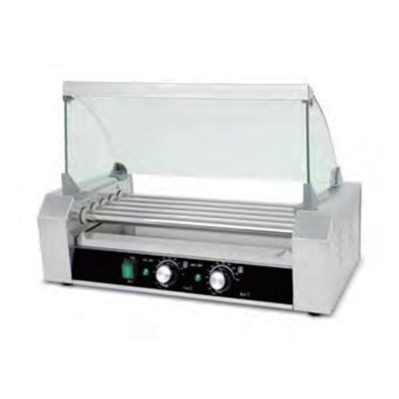 Máquina elétrica de aço inoxidável para grelhar cachorro-quente com tampa de vidro