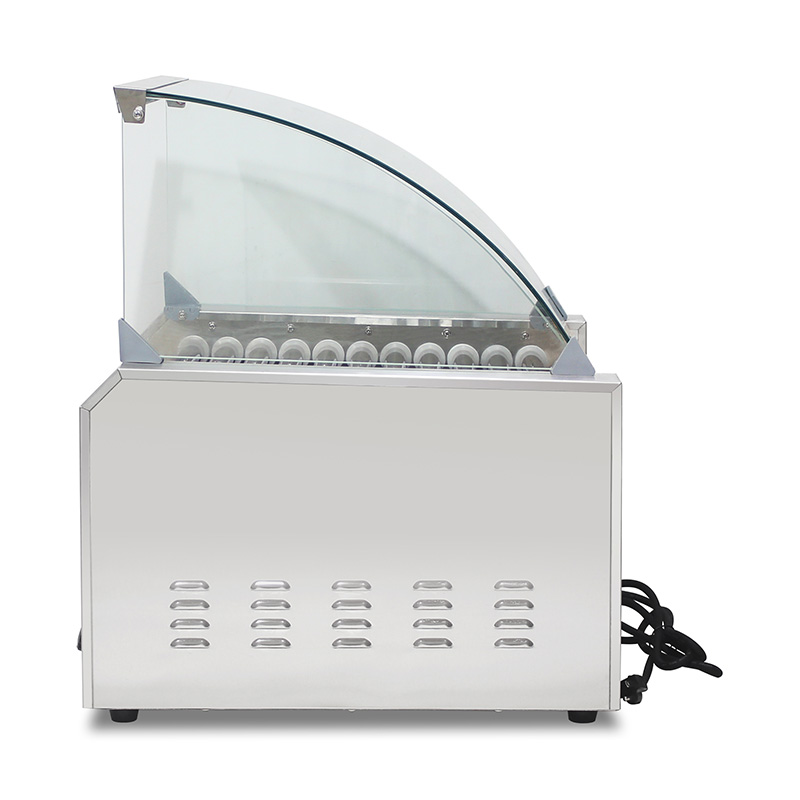 Máquina elétrica de aço inoxidável para grelhar cachorro-quente com tampa de vidro