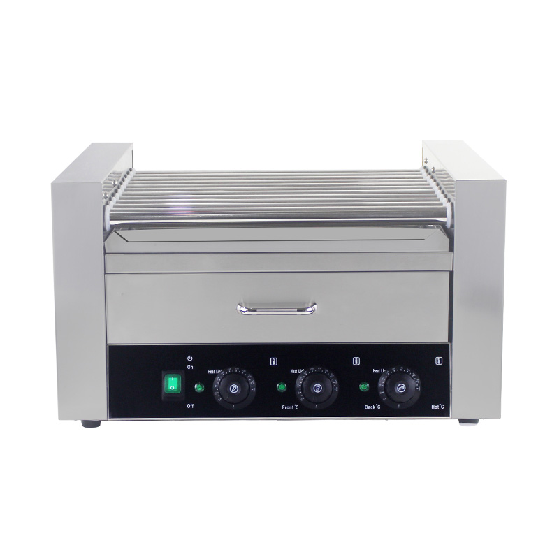 Máquina elétrica para grelhar salsichas em aço inoxidável