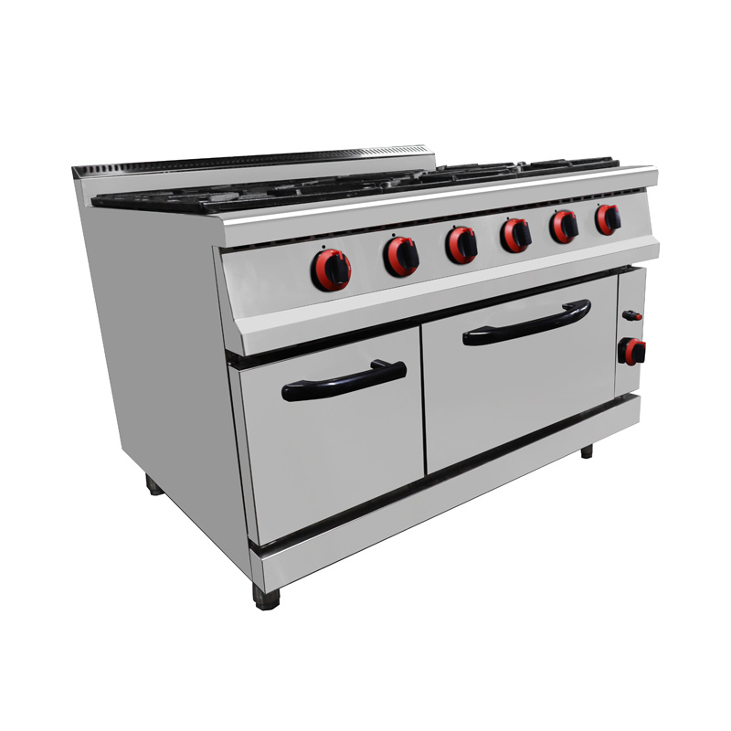 Fogão comercial de estilo europeu em aço inoxidável com forno